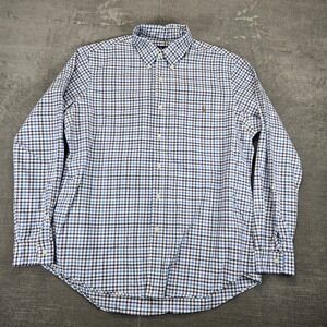 Ralph Lauren Mens XL Blue Plaid Flesh Pony Long Sleeve Button Down Shirt